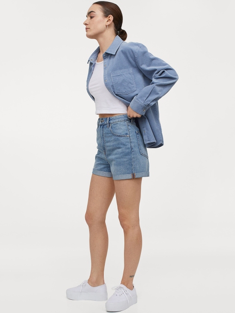 

H&M Women's Denim Mom Fit shorts, Blue