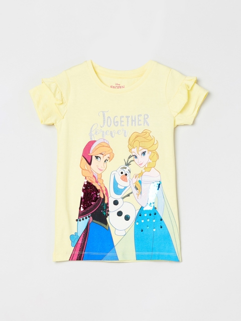 

max Girls Yellow Puff Sleeve Regular Top