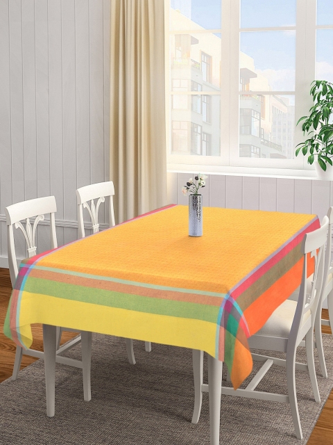 

NEUDIS Unisex Orange & Yellow Woven-Design Cotton 4 Seater Table Cover