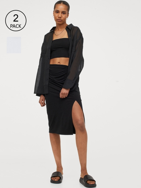 

H&M Women White & Black 2-pack Cropped Tube Tops