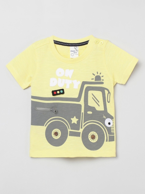 

max Boys Yellow & Grey Printed T-shirt