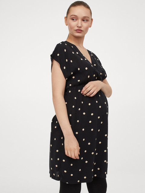 

H&M Black MAMA Patterned Wrap Dress
