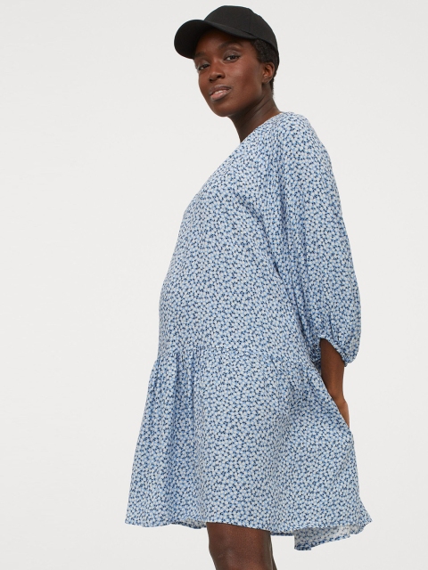 

H&M Women Blue Mama Tie-Belt Dress
