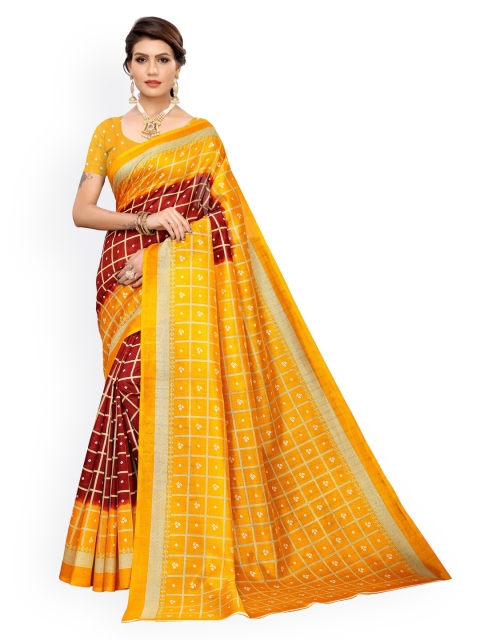 

KALINI Yellow & Red Bandhani Poly Silk Saree