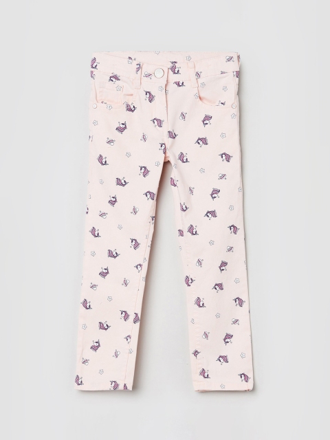

max Girls Pink Printed Regular Trousers Regular Trousers