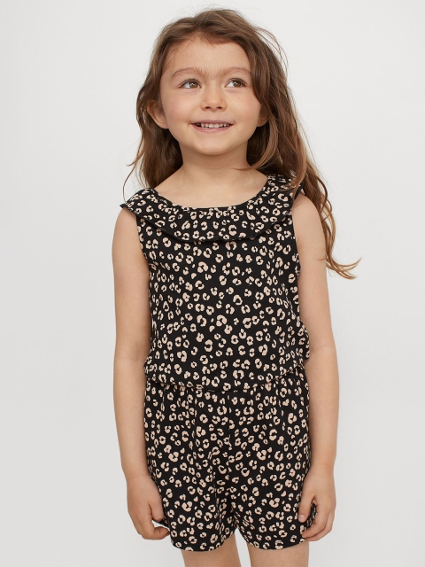 

H&M Girls Black & Beige Patterned Playsuit