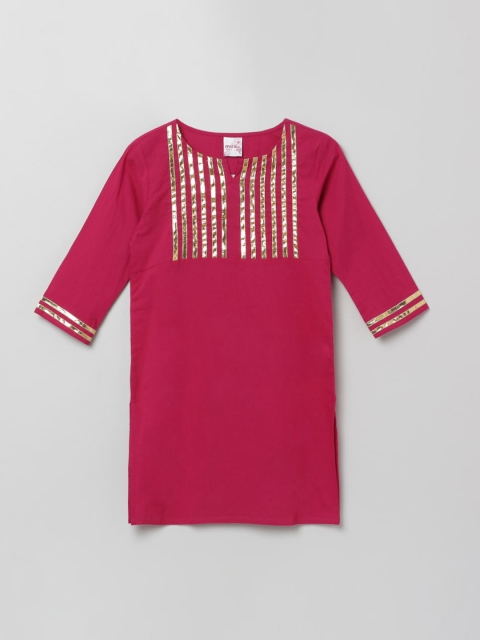 

max Girls Pink Yoke Design Gotta Patti Pure Cotton Kurta