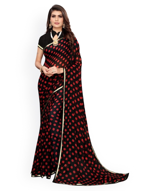 

KALINI Black & Red Poly Chiffon Zari Saree