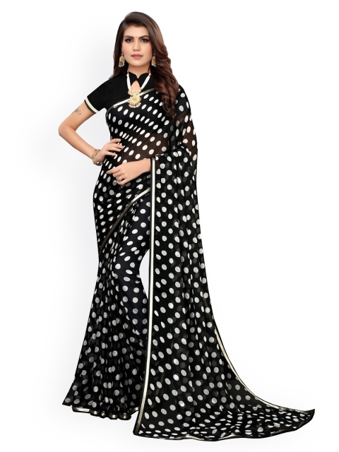 

KALINI Black Printed Poly Chiffon Saree