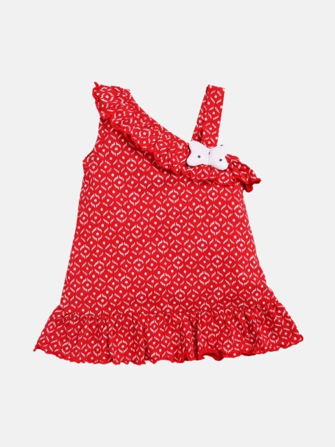

TAMBOURINE Red & White One Shoulder A-Line Dress