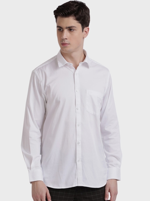

ColorPlus Men White Tailored Fit Solid Casual Shirt