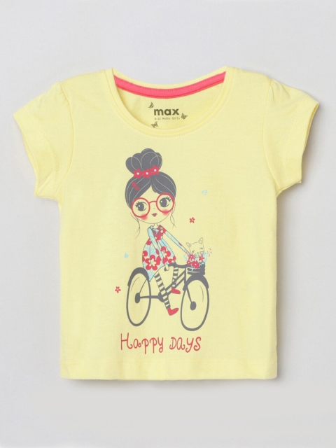 

max Girls Yellow Printed T-shirt