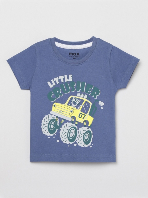 

max Boys Blue & Yellow Printed T-shirt