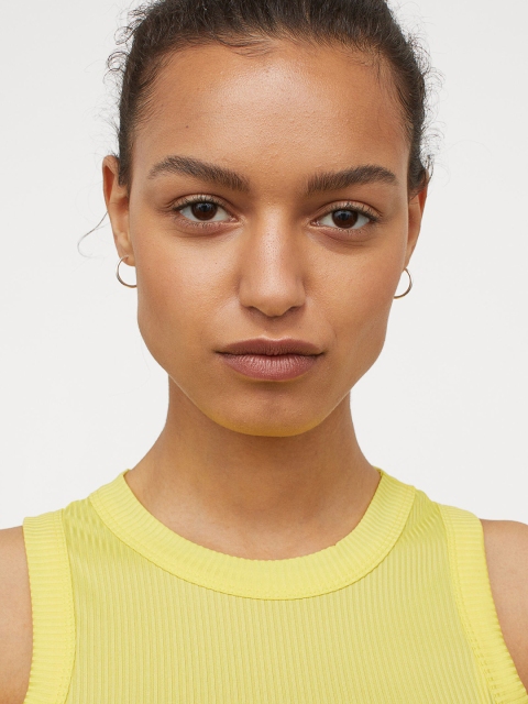

H&M Women Yellow Ribbed Sports Top