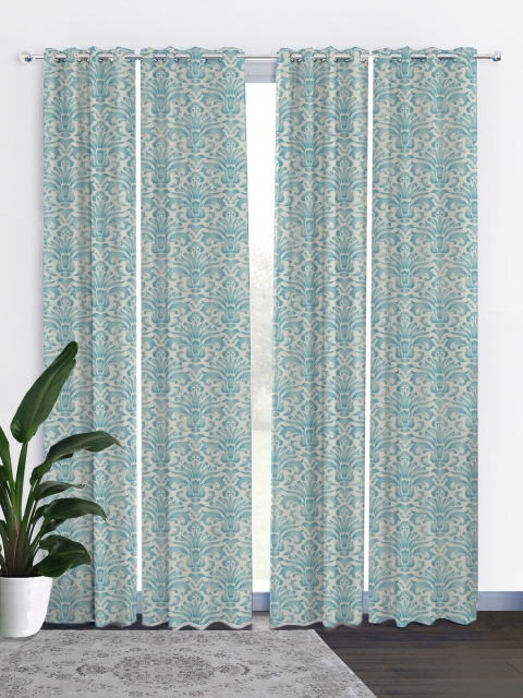 

HOUZZCODE Turquoise Blue Abstract 1 PC Window Curtain