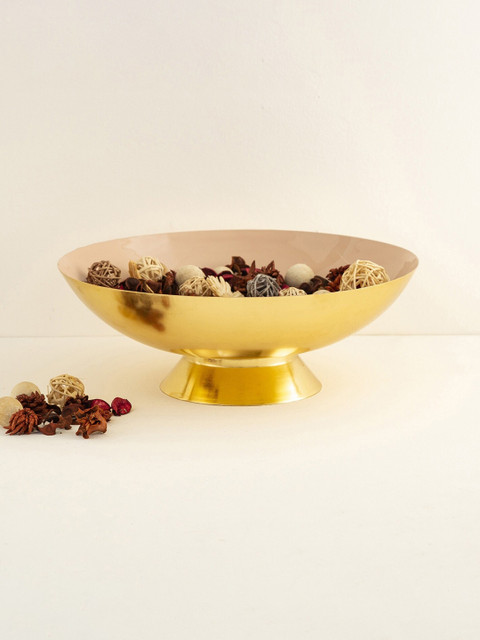 

Home Centre Gold-Toned & Beige Solid Round Footed Decor Bowl