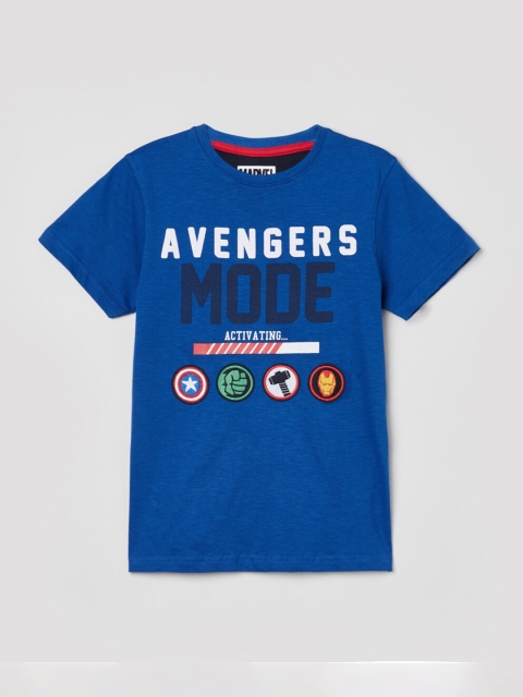

max Boys Blue Typography Printed T-shirt