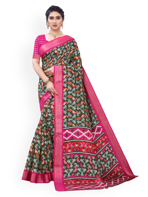 

KALINI Green Printed Patola Saree