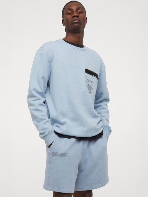 

H&M Men Relaxed Fit Sweatshirt Shorts, Blue
