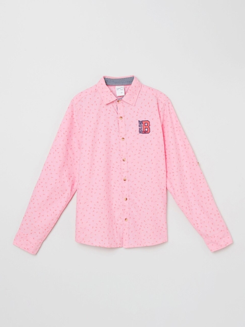 

max Boys Pink Regular Fit Printed Casual Shirt