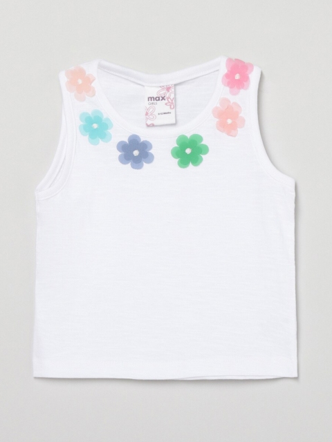 

max Girls White Applique T-shirt