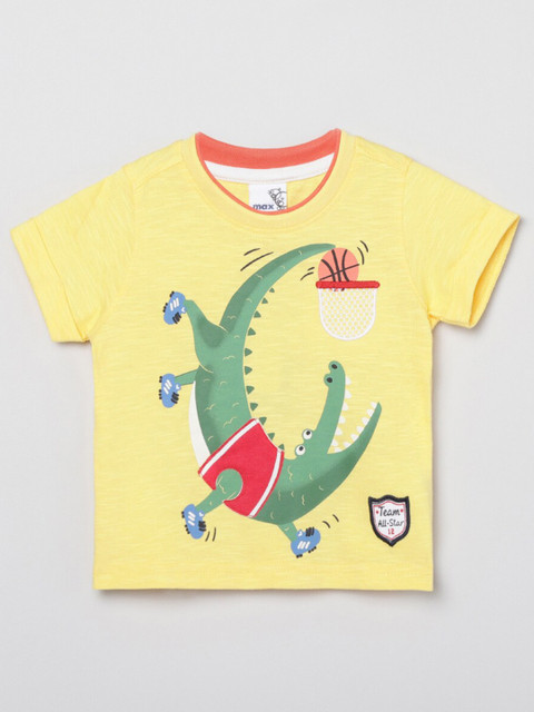 

max Boys Yellow Printed T-shirt