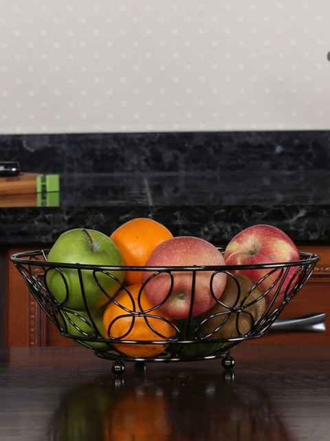 

Home Centre Black Solid Stainless Steel Fruit Basket