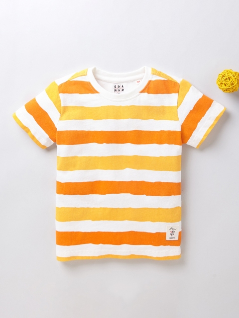 

Ed-a-Mamma Boys Yellow & White Striped Sustainable T-shirt