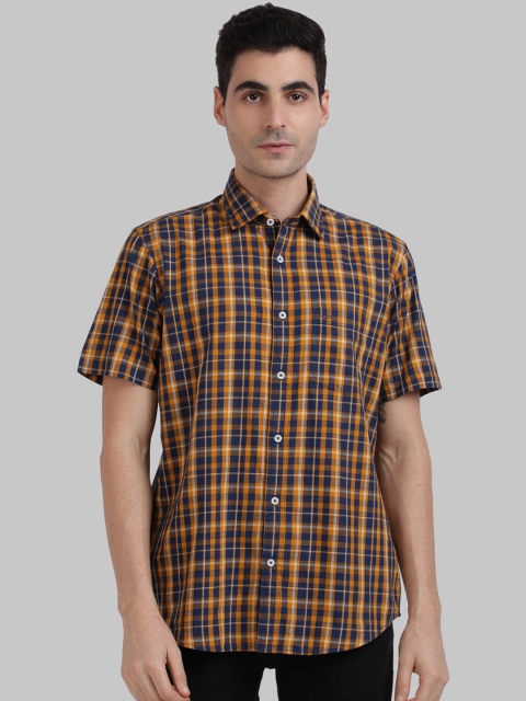 

ColorPlus Men Blue Tailored Fit Checked Casual Shirt