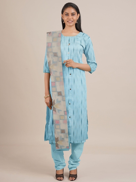 

Pothys Blue & Grey Printed Unstitched Dress Material