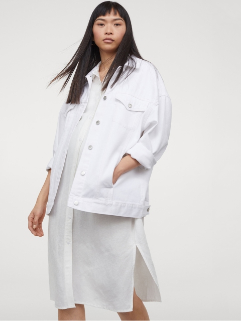 

H&M White MAMA Linen-Blend Shirt Dress