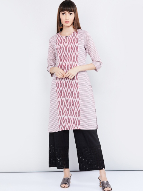 

max Women Off White Chikankari Kurta