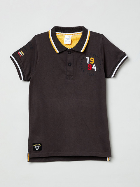 

max Boys Grey Polo Collar Applique T-shirt