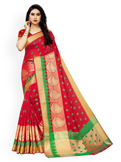 

KALINI Red & Gold Woven Design Zari Banarasi Saree
