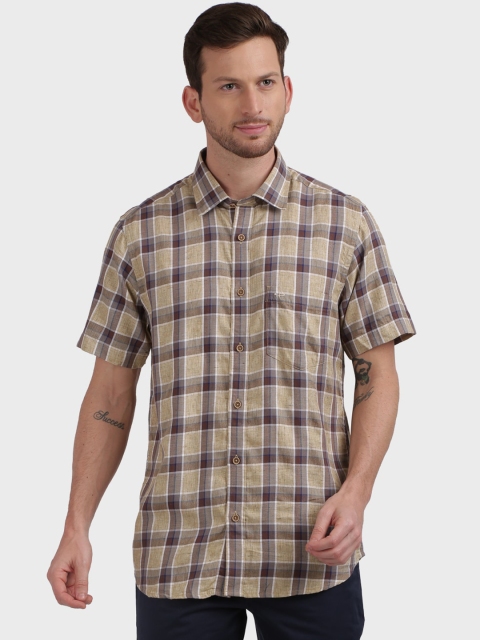 

ColorPlus Men Beige Tailored Fit Checked Casual Shirt
