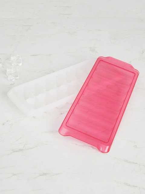 

Home Centre Transparent & Red Solid Plastic Creston-Monacco Ice Cube Tray with Lid