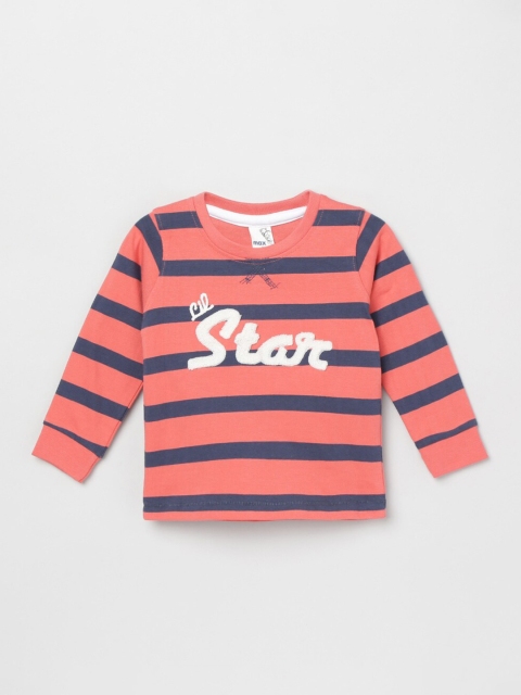 

max Boys Pink & Blue Striped T-shirt