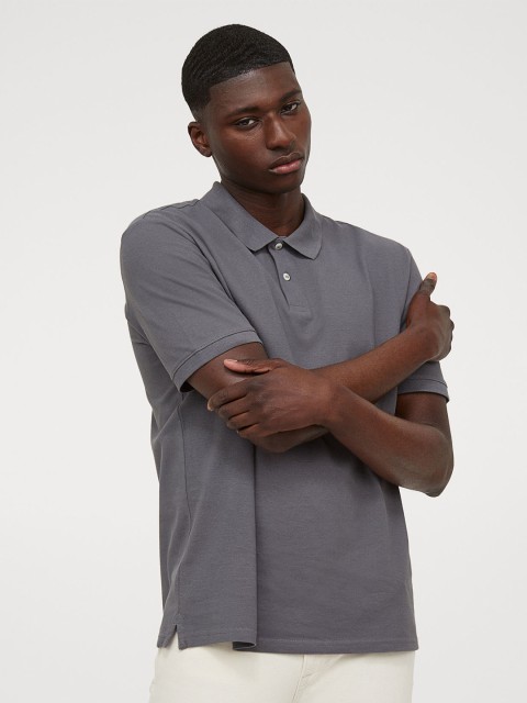 

HM Men Grey Cotton Polo Shirt