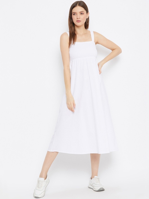 

THE SILHOUETTE STORE White Smocked Empire Midi Dress