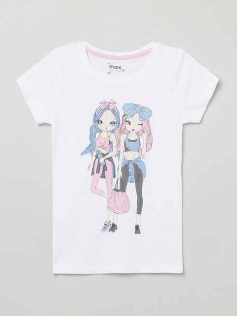 

max Girls White Printed T-shirt