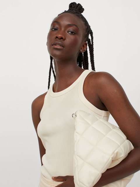 

H&M Women Off-White Ribbed Vest Top