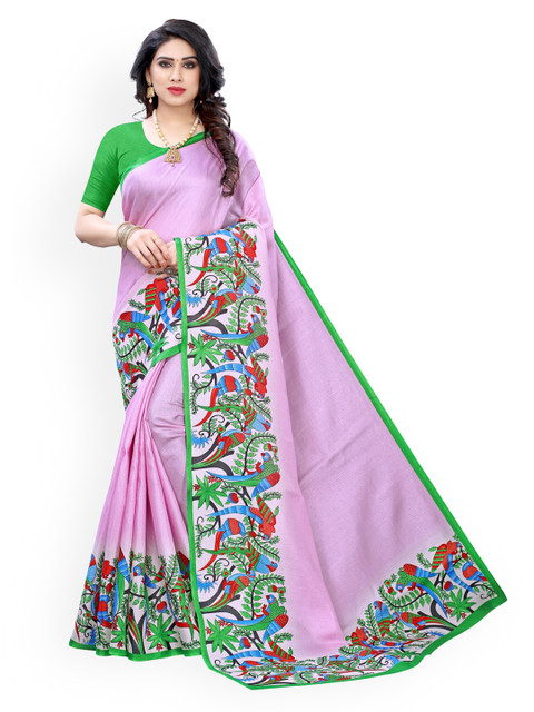 

KALINI Lavender & Green Art Silk Khadi Saree