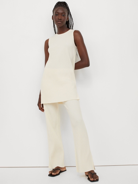 

H&M Women White Ribbed Tunic