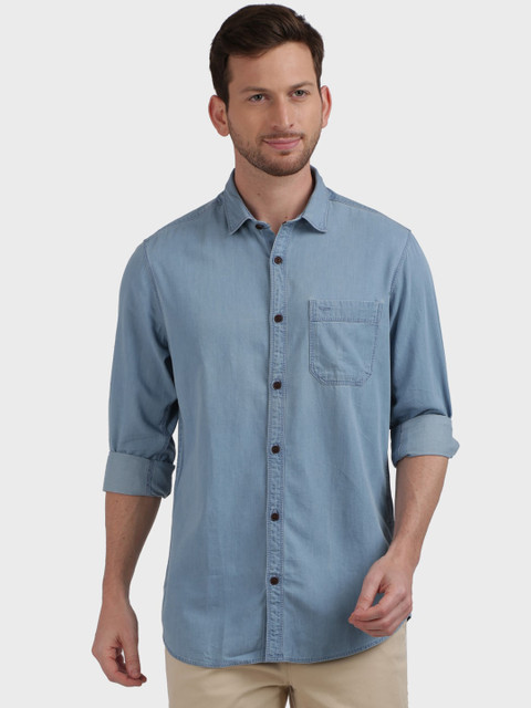 

ColorPlus Men Blue Regular Fit Solid Casual Shirt