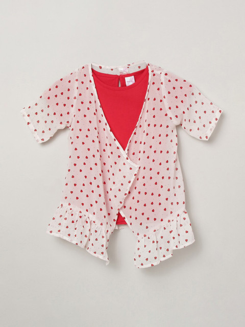 

max White & Red Wrap Top
