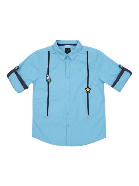 

Allen Solly Junior Boys Blue Regular Fit Solid Casual Shirt