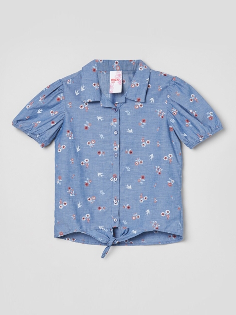 

max Girls Blue Regular Fit Printed Casual Shirt