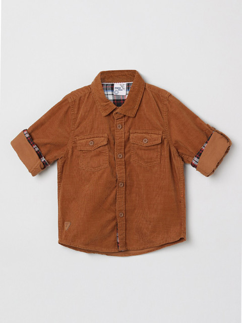 

max Boys Brown Regular Fit Solid Casual Shirt