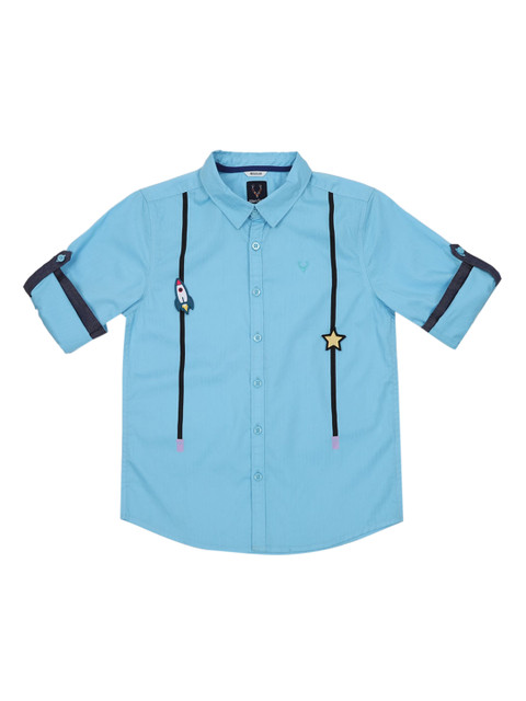 

Allen Solly Junior Boys Blue Regular Fit Solid Casual Shirt