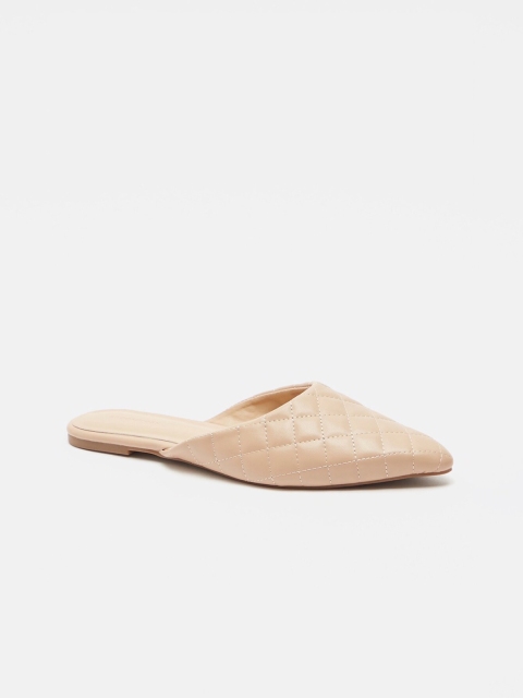 

shoexpress Women Camel Brown Textured PU Mules